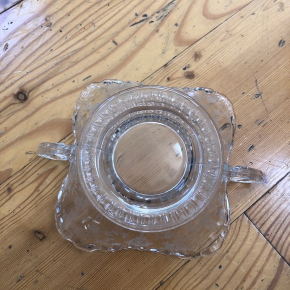 Vintage  Etched Glass Clear Depression - Picture 2 of 10